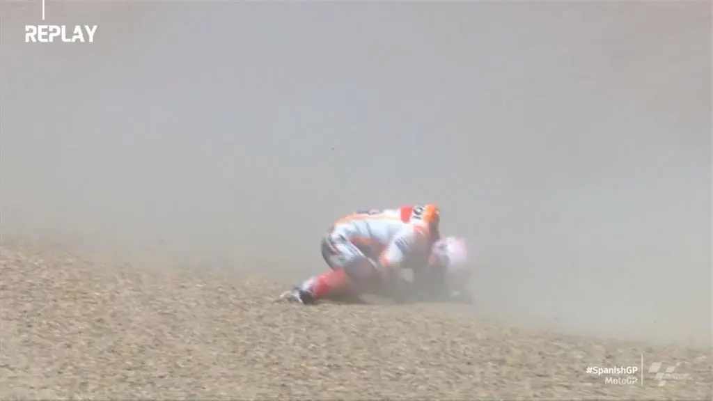 Marc Márquez crashed and sustained injuries during the 2020 season's Jerez round.